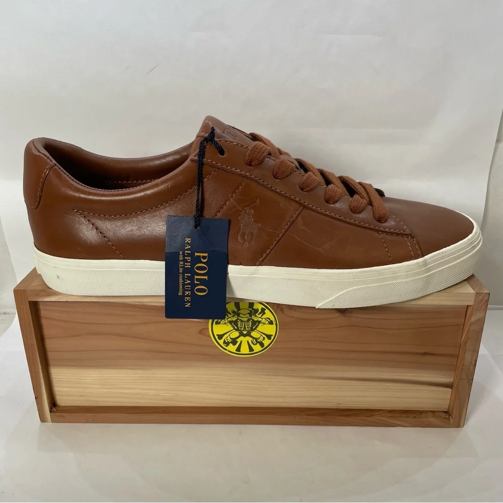 POLO RALPH LAUREN Sayer Brown Tan Leather Shoes 01087 Men’s Size 11.5 D
